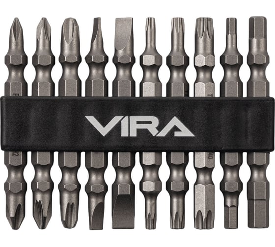 Изображение товара Набор бит для шуруповерта магнитные двусторонних VIRA S2 PH PZ SL TORX HEX 10 шт 554197