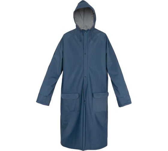 Изображение товара Дождевик-плащ Komfi EXTREME ПВХ двухслойный, синий+серебро, на молнии, с карманами, с чехлом, 300 мк 135612