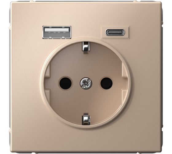 Изображение товара Розетка 16А с 2 USB A+C Systeme Electric ArtGallery Песочный, 5В/2,4А/3,0А, 2x5В/1,5А, механизм GAL001232