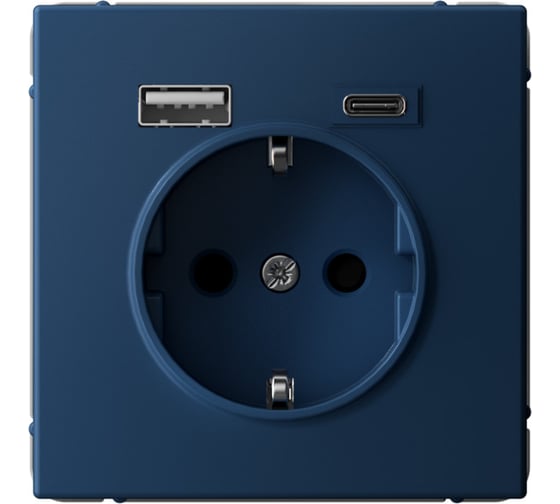 Изображение товара Розетка 16А с 2 USB A+C Systeme Electric ArtGallery Аквамарин 5В/2,4А/3,0А, 2x5В/1,5А, механизм GAL001132