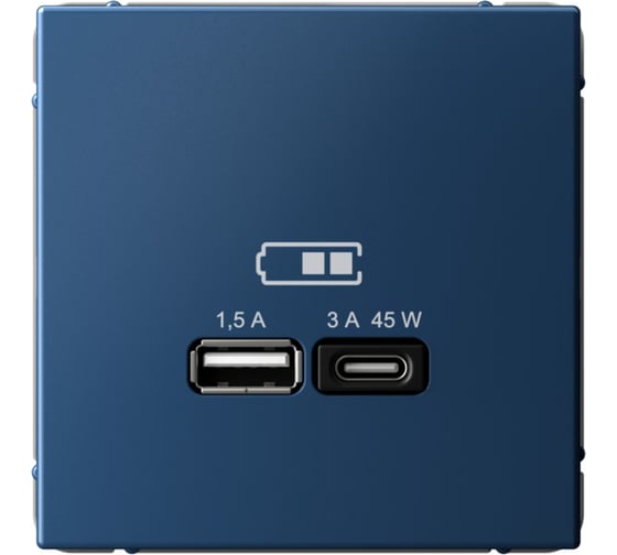Изображение товара USB Розетка A + тип-C Systeme Electric ArtGallery Аквамарин 45Вт высокоскоростная зарядка QC, PD, механизм GAL001129