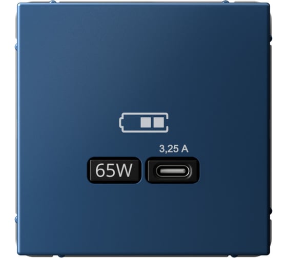 Изображение товара USB Розетка тип-С Systeme Electric ArtGallery Аквамарин 65Вт высокоскоростная зарядка QC, PD, механизм GAL001127