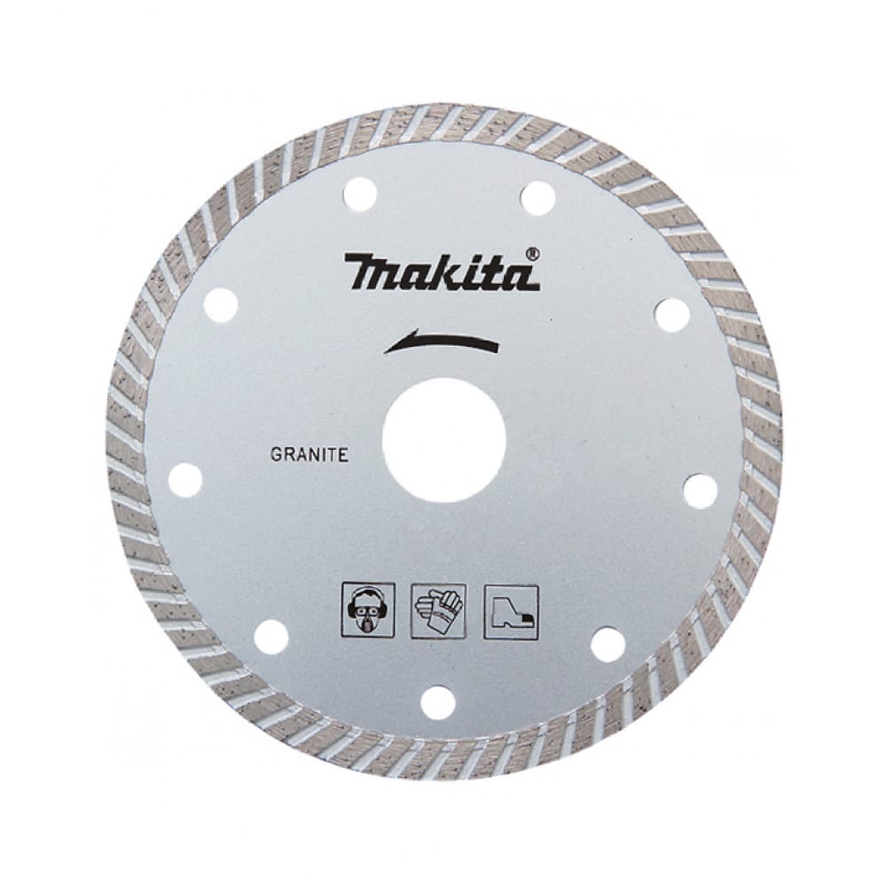 Сплошной рифленый алмазный диск по граниту/мрамору Makita алмазный диск сплошной makita турбо по бетону мрамору эконом 125x22 23 мм d 52803