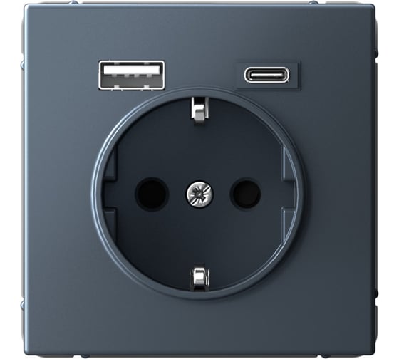 Изображение товара Розетка 16А с 2 USB A+C Systeme Electric ArtGallery Грифель, 5В/2,4А/3,0А, 2x5В/1,5А, механизм GAL000732