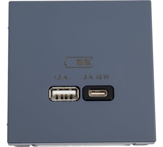 Изображение товара USB Розетка A + тип-C Systeme Electric ArtGallery Грифель 45Вт высокоскоростная зарядка QC, PD, механизм GAL000729