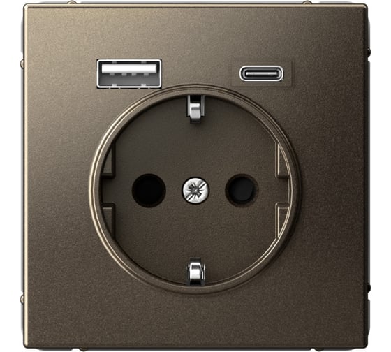 Изображение товара Розетка 16А с 2 USB A+C Systeme Electric ArtGallery Мокко, 5В/2,4А/3,0А, 2x5В/1,5А, механизм GAL000632