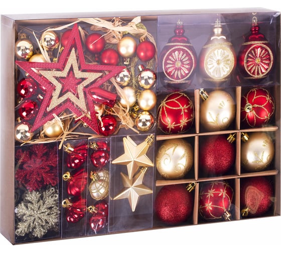 Изображение товара Шары новогодние ёлочные Золотая сказка "Red and Gold Luxury" 70 предметов, красный/золото 591714