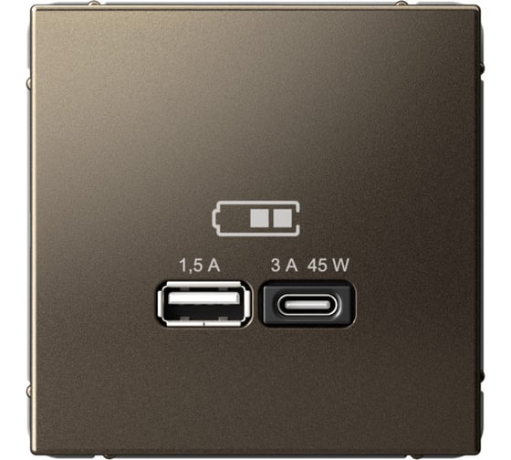 Изображение товара USB Розетка A + тип-C Systeme Electric ArtGallery Мокко 45Вт высокоскоростная зарядка QC, PD, механизм GAL000629