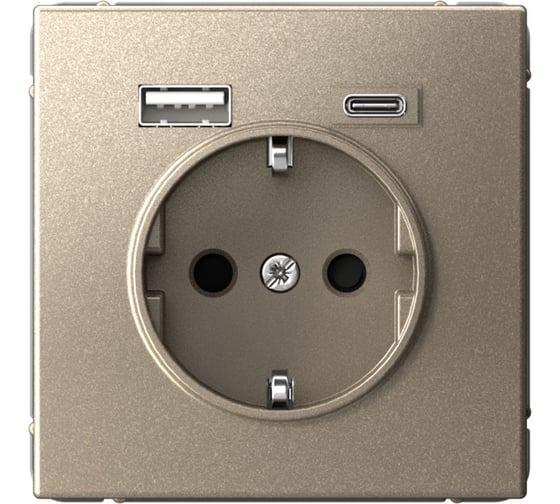 Изображение товара Розетка 16А с 2 USB A+C Systeme Electric ArtGallery Шампань, 5В/2,4А/3,0А, 2x5В/1,5А, механизм GAL000532