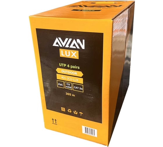 Изображение товара Кабель AVLAN UTP 4PR 24AWG CAT5e LUX, наружный, 305 м 401-2CU-LUX