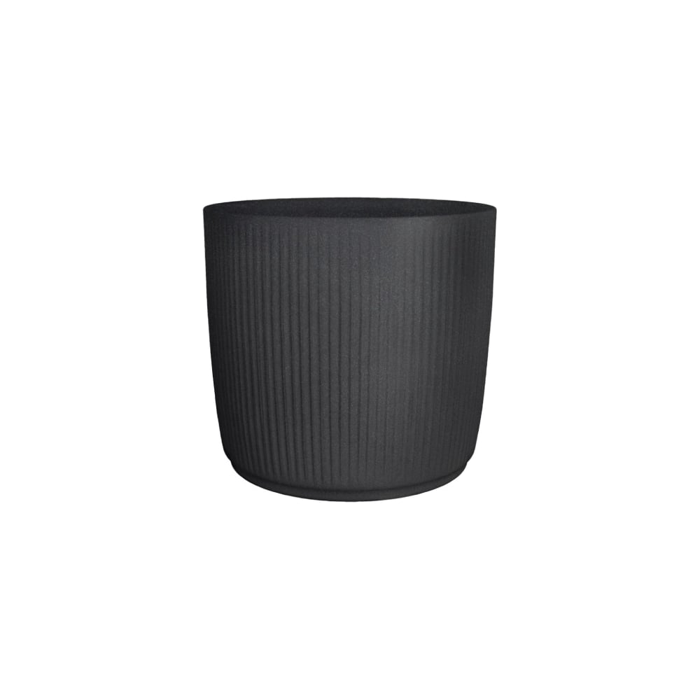 Изображение товара Кашпо пластик SCHEURICH LINETTO Stony Grey 62л 426мм диаметр черный камень