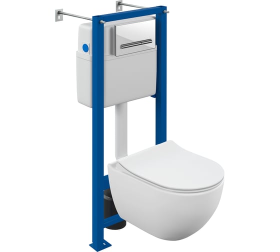 Изображение товара Комплект Cersanit BRASKO SMART CO DPL EO slim инсталляция VECTOR, кнопка PILOT стекло, белый 68277