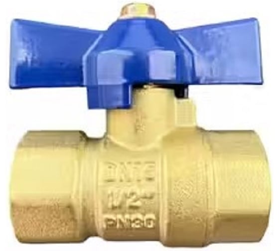 Изображение товара Кран шаровой для воды GRIALE 1/2 дюйма, латунный, полнопроходной, ВН-ВН, ручка бабочка L12-BFF