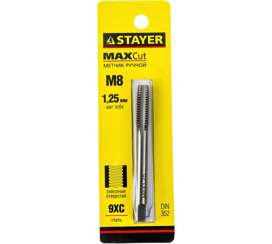 Изображение товара Метчик Stayer MASTER одинарный для сквозных отверстий сталь 9ХС М8х1.25 28020-08-1.25