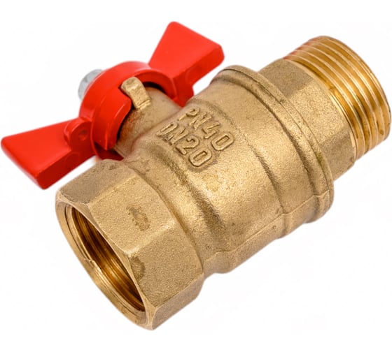 Изображение товара Кран шаровой Valfex N/P59 бирка для воды, 3/4" ВР/НР, ручка бабочка, латунный 11Б27фт1М (72/18) VF.218.LB1.034.N/P59.Bir