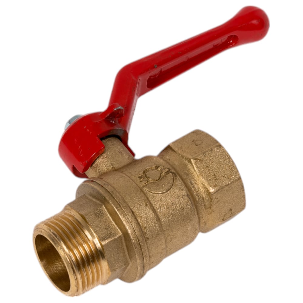 Кран шаровой Valfex N/P59 бирка для воды, 3/4" ВР/НР, ручка рычаг, латунный 11Б27фт1М VF.215.LR1.034.N/P59.Bir