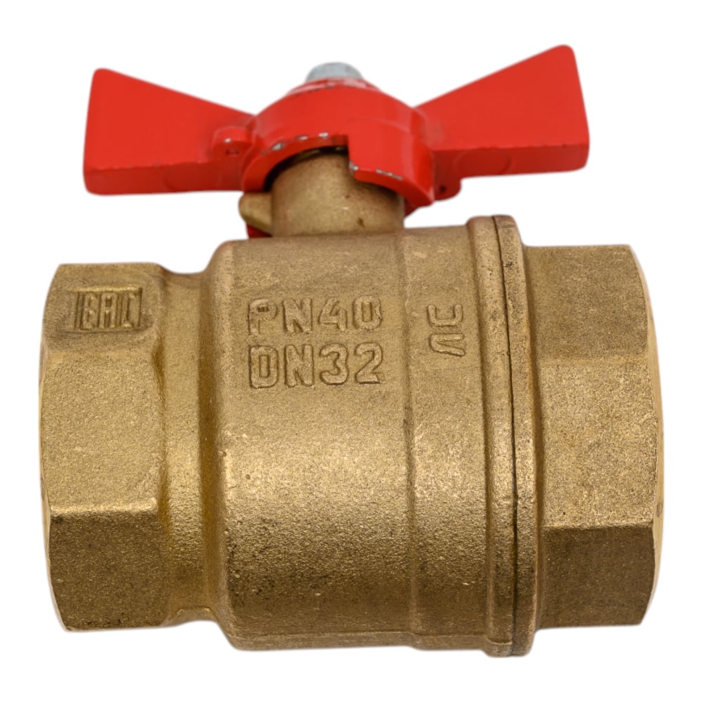 Кран шаровой Valfex N/P59 бирка для воды, 1 1/4" ВР/ВР, ручка бабочка, латунный 11Б27фт1М VF.217.LB1.114.N/P59.Bir