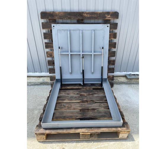 Изображение товара Люк скрытый под тротуарную плитку/брусчатку АРМАВИРПОЛИПРОМ 800x800 мм, нагрузка до 3 т, сталь, серый/газлифт АРМАВИР-ПолиПром серый 800*800