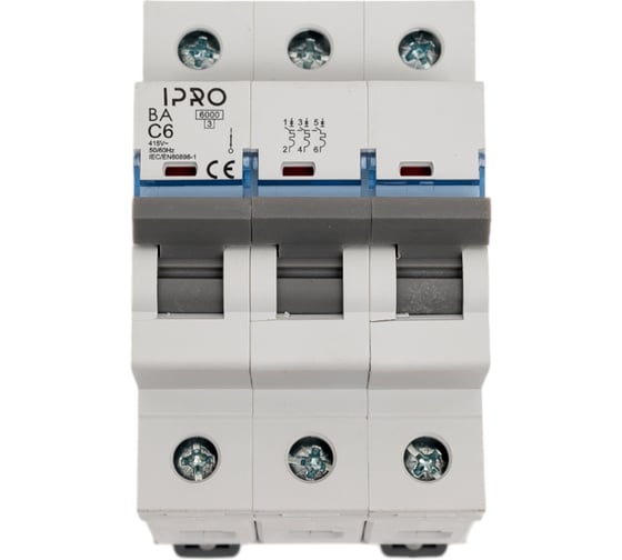 Изображение товара Автоматический выключатель IPRO 3 фазы С 6А 6кА 14368