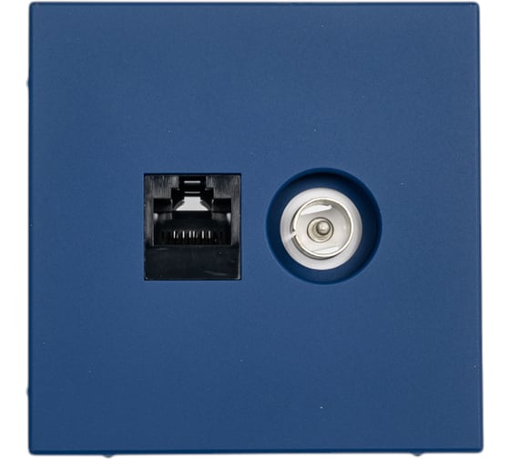 Изображение товара Розетка Systeme Electric ArtGallery Аквамарин двойная ТВ + компьютерная RJ45, кат. 5Е GAL001189