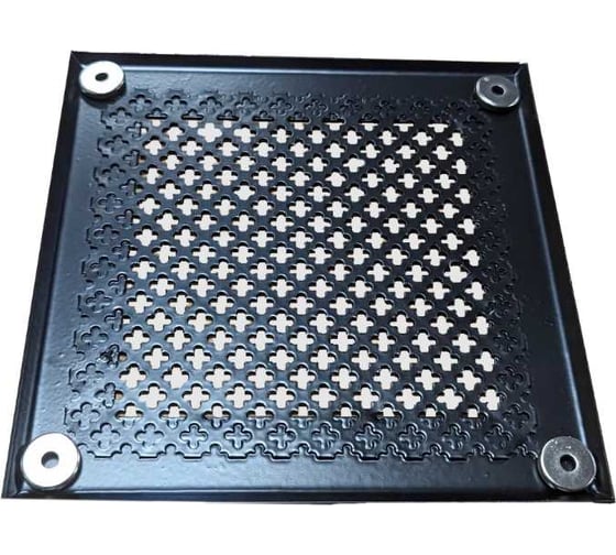 Изображение товара Решетка вентиляционная ООО Вентмаркет 300х300 мм, металлическая на магнитах, цветок, черный матовый VRC300300BlackM