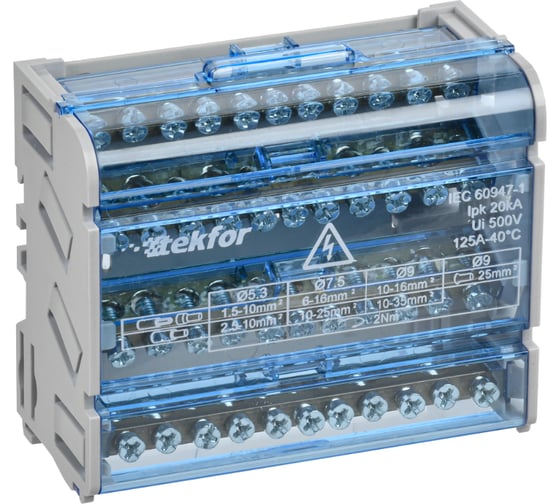 Изображение товара Шины на DIN-рейку (кросс-модуль) IEK TEKFOR ШНК 4x11 3L+PEN TF-DN10-4-11-125