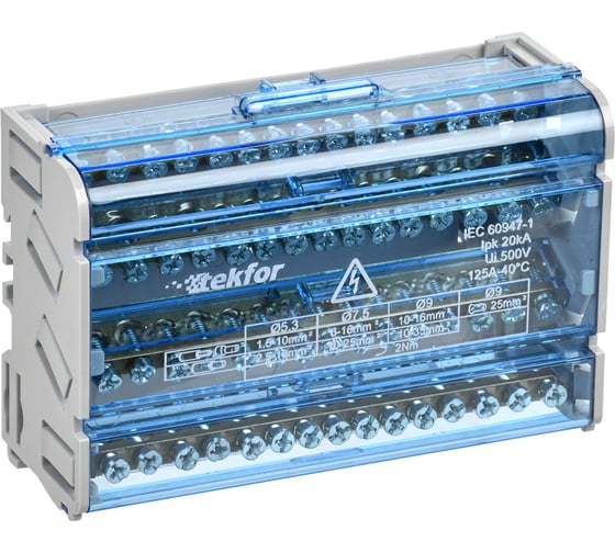 Изображение товара Шины на DIN-рейку (кросс-модуль) IEK TEKFOR ШНК 4x15 3L+PEN TF-DN10-4-15-125