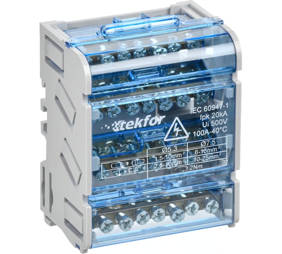 Изображение товара Шины на DIN-рейку (кросс-модуль) IEK TEKFOR ШНК 4x7 3L+PEN TF-DN10-4-07-100