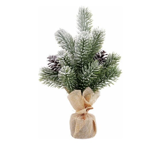 Изображение товара Ель новогодняя искусственная Золотая сказка настольная 25 см заснеженная с шишками, литой ПЭТ 592010