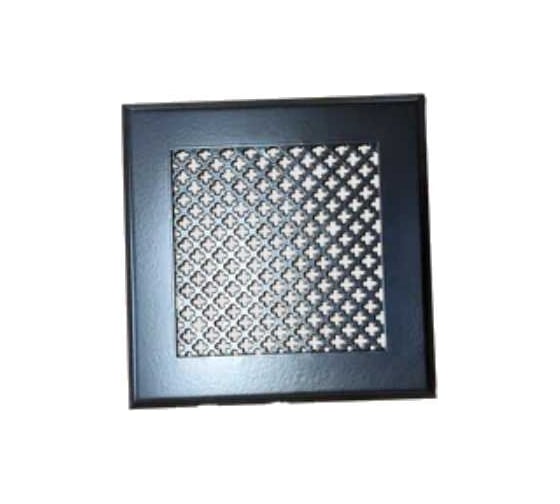 Изображение товара Решетка вентиляционная ООО Вентмаркет 350х350 мм, металлическая на саморезах, цветок, черный матовый VRC350350BlackS