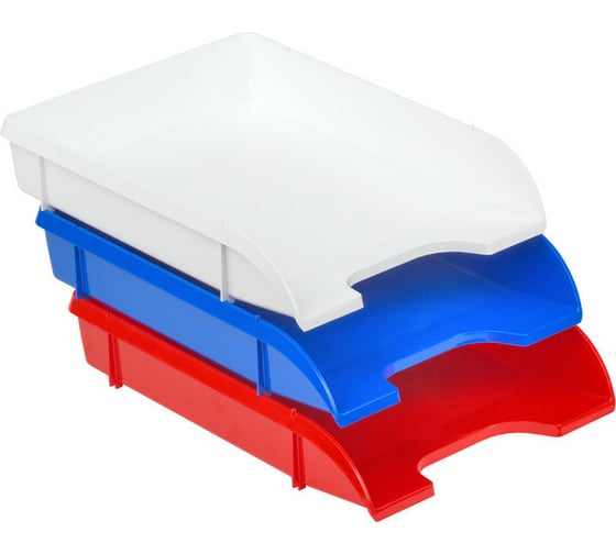 Изображение товара Лоток для бумаг Attache Триколор 3шт в упаковке, белый, синий, красный 702953