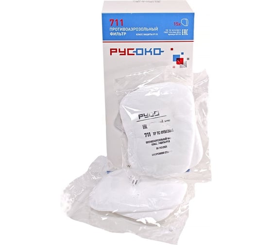 Изображение товара Сменный противоаэрозольный фильтр РУСОКО 711 (Р1) (2шт) 52110