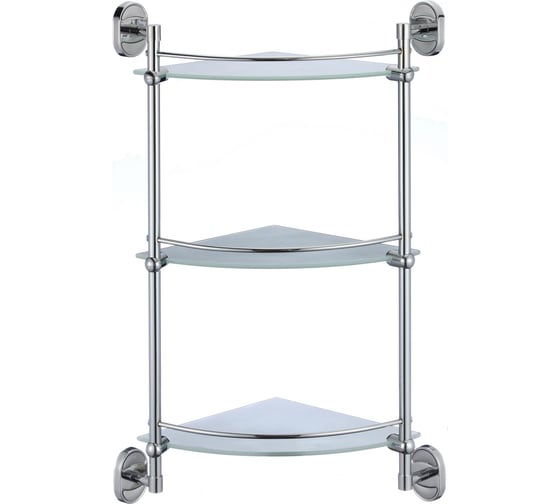 Изображение товара Полка Savol угловая, тройная, стеклянная, хром S-007073-3 23346