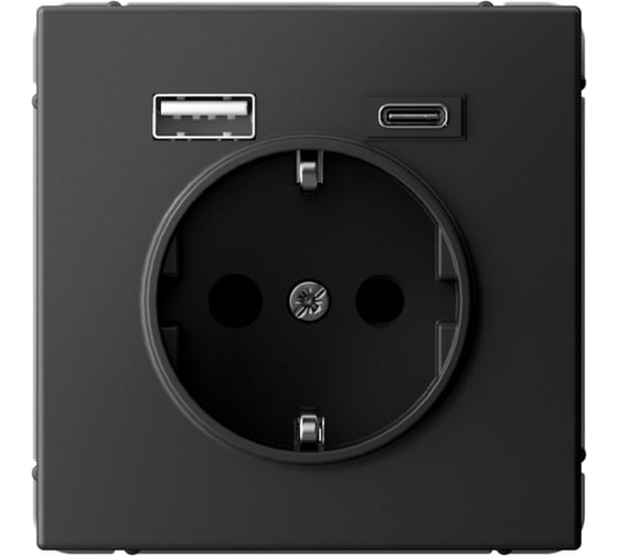 Изображение товара Розетка 16А с 2 USB A+C Systeme Electric ArtGallery Базальт 5В/2,4А/3,0А, 2x5В/1,5А, механизм GAL001432