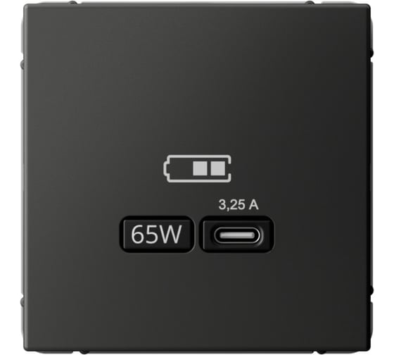 Изображение товара USB Розетка тип-С Systeme Electric ArtGallery Базальт 65Вт высокоскоростная зарядка QC, PD, механизм GAL001427