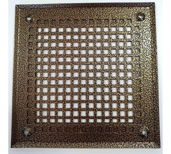 Изображение товара Решетка вентиляционная ООО Вентмаркет 200х200 мм, металлическая на саморезах, квадрат, антик бронза VRQ00214S