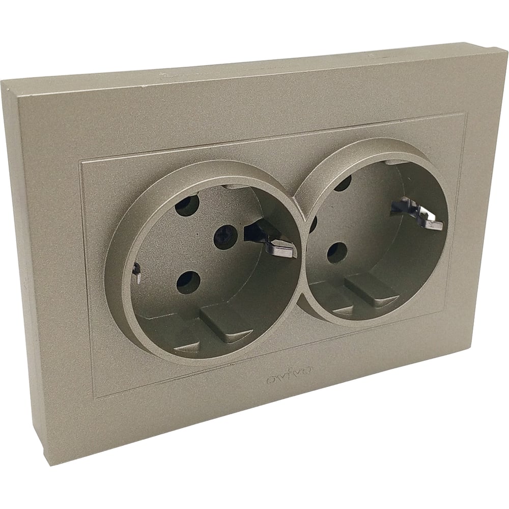 Изображение товара Розетка 2-ая Ovivo с/з GRANO антрацит, IP20, монтаж встраиваемый