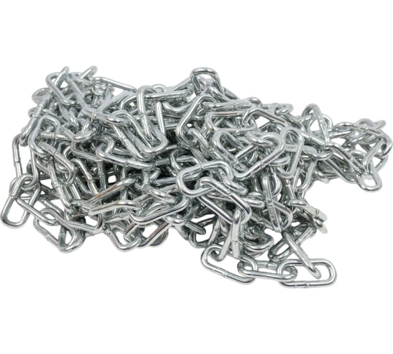 Изображение товара Цепь Стройбат DIN 766, короткое звено, 4 мм, белый цинк, 5 м 261700
