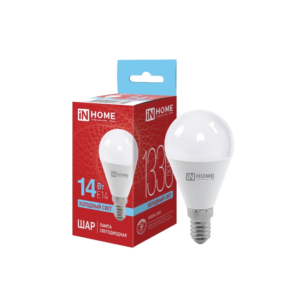Изображение товара Лампа светодиодная IN HOME LED-ШАР-VC 14Вт 230В E14 6500K 1330Лм 4690612047850 Изображение товара Лампа светодиодная IN HOME LED-ШАР-VC 14Вт 230В E14 6500K 1330Лм 4690612047850