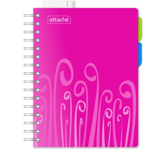 Изображение товара Бизнес-тетрадь Attache FANTASY А5, 140 листов, пластиковая обложка, с разделителями, спираль, розовый 309365
