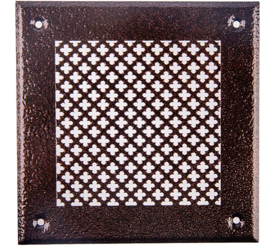 Изображение товара Решетка вентиляционная ООО Вентмаркет 150х150 мм, металлическая на саморезах, цветок, антик медный VRC00150S3