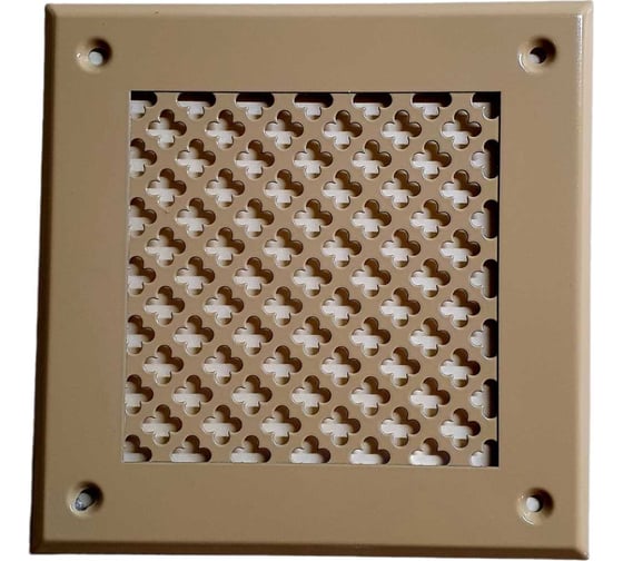 Изображение товара Решетка вентиляционная ООО Вентмаркет 200х200 мм, металлическая на саморезах, цветок, кремовый VRC00219S