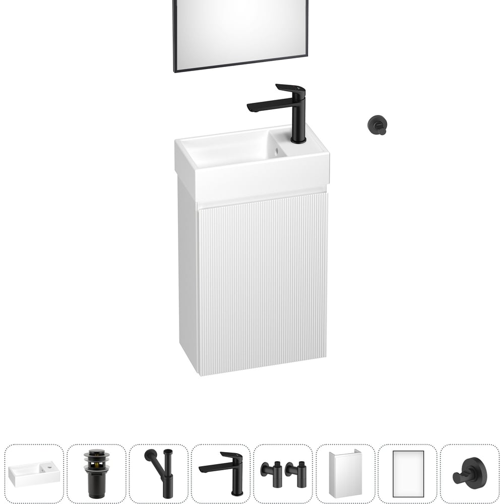 Изображение товара Подвесная мебельная тумба с раковиной Wellsee 8 в 1 для ванной