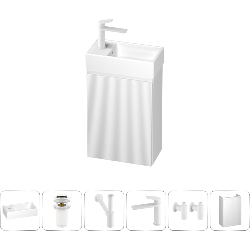 Изображение товара Подвесная тумба с раковиной Wellsee для ванной и туалета 6 в 1