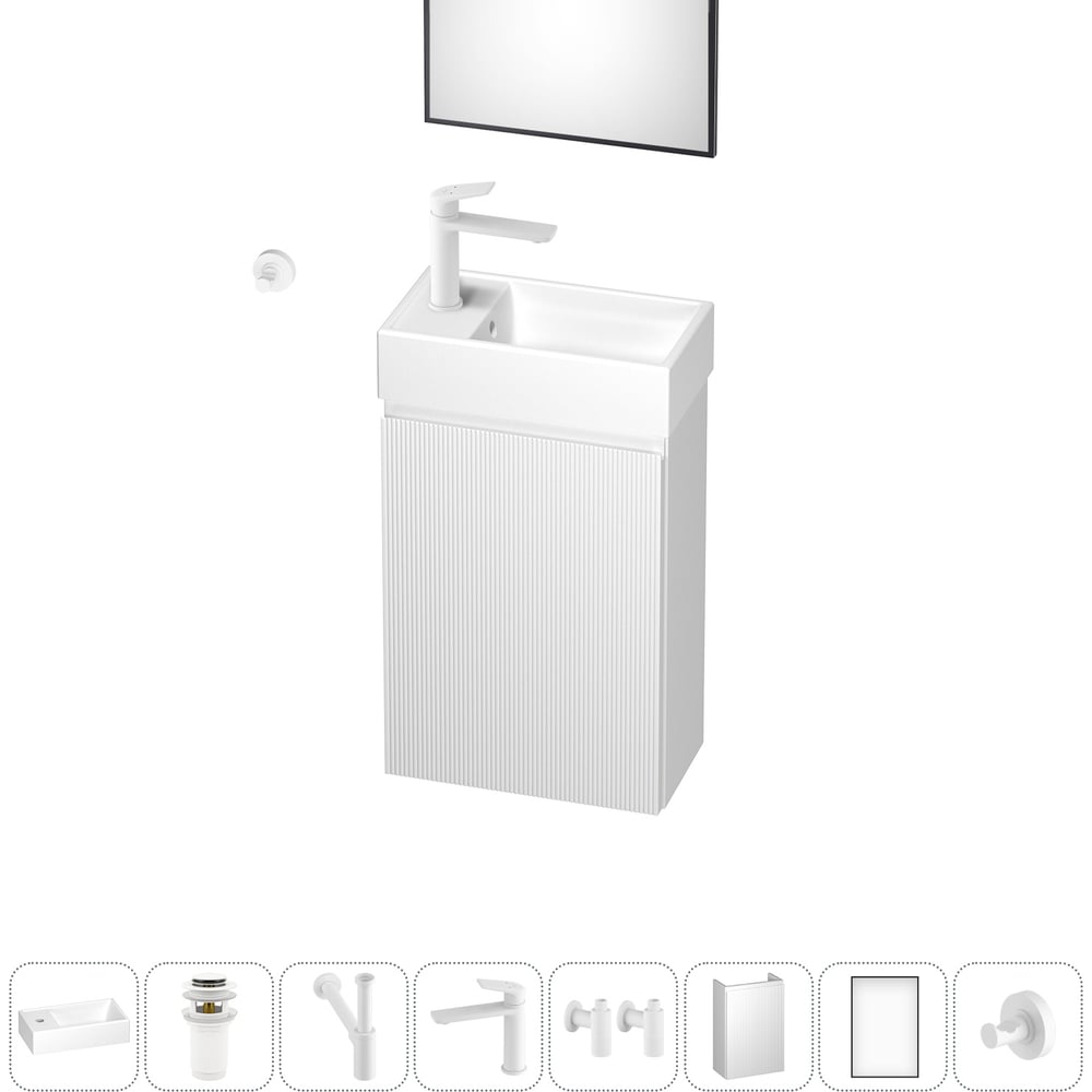 Изображение товара Подвесная мебельная тумба с раковиной Wellsee для ванной комнаты