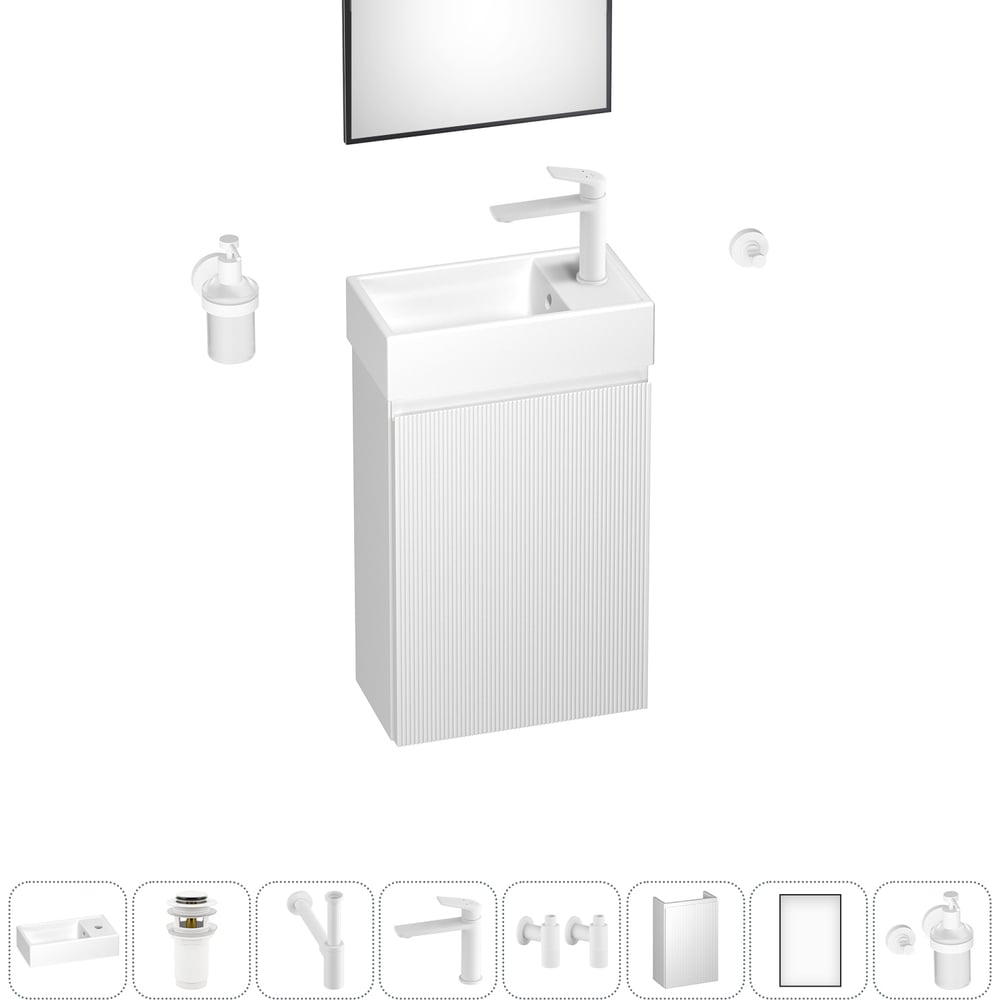 Изображение товара Подвесная тумба с раковиной WC Area Wellsee для ванной и туалета 9 в 1