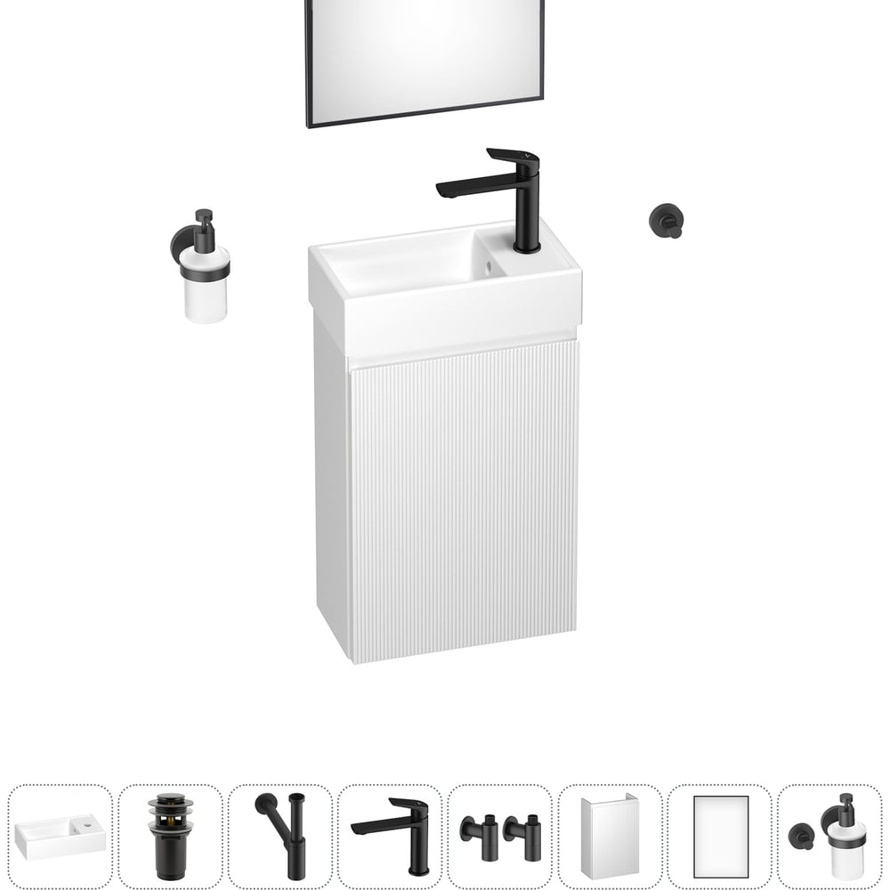 Изображение товара Подвесная мебельная тумба с раковиной Wellsee WC Area 9 в 1 современный дизайн