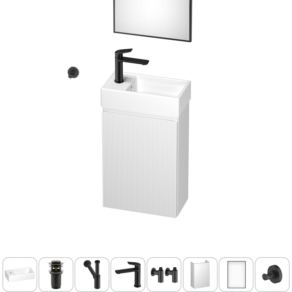 Изображение товара Подвесная мебельная тумба с раковиной Wellsee WC Area 8 в 1 для ванной