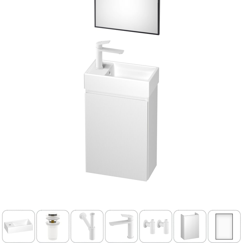 Изображение товара Подвесная мебельная тумба с раковиной Wellsee WC Area 7 в 1