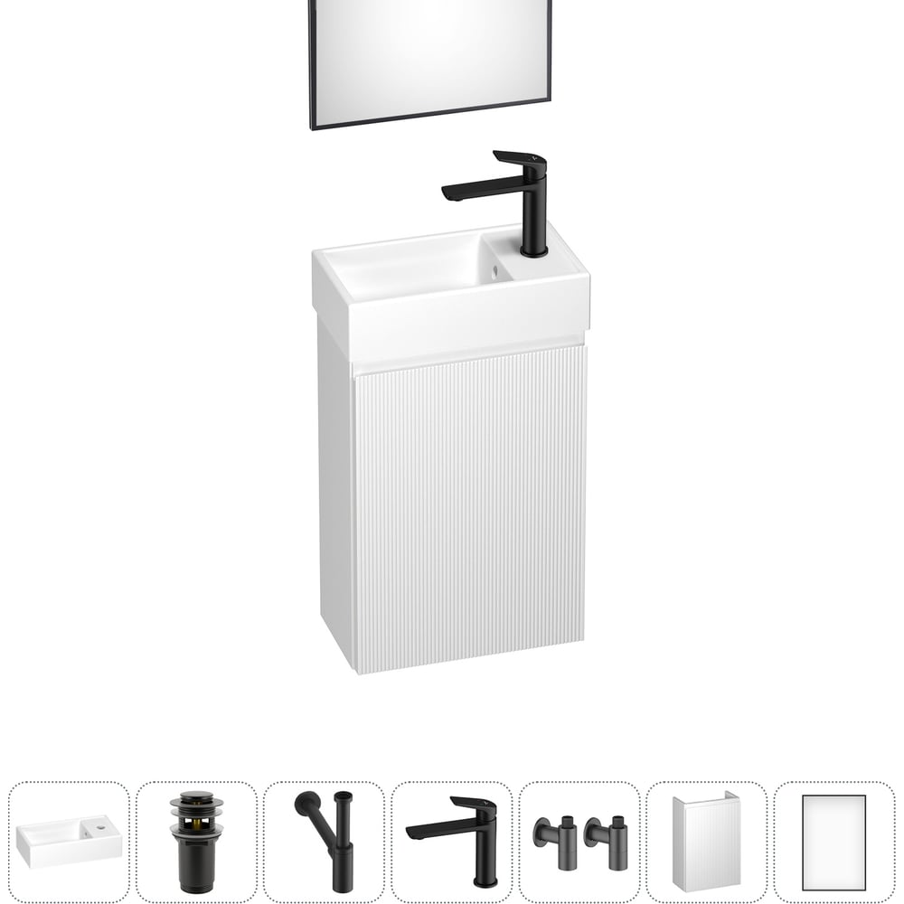 Изображение товара Подвесная мебельная тумба с раковиной Wellsee WC Area современная мебель для ванной